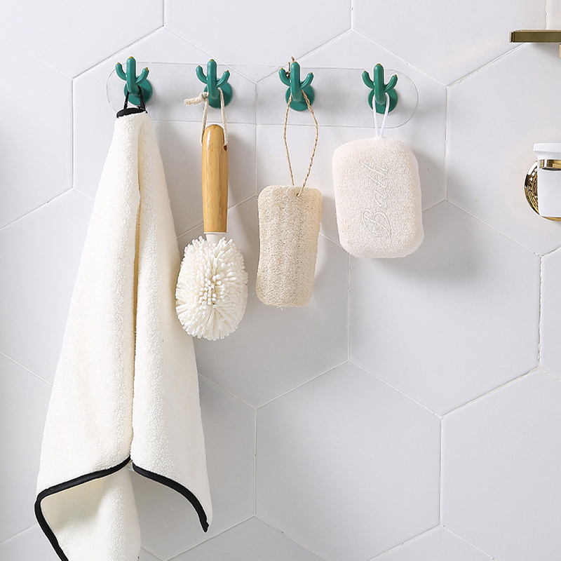 Ganchos decorativos con forma de Cactus, gancho de pared autoadhesivo para puerta trasera, llavero, perchero para abrigos, sombreros, toallas, ropa, perchero para baño de cocina
