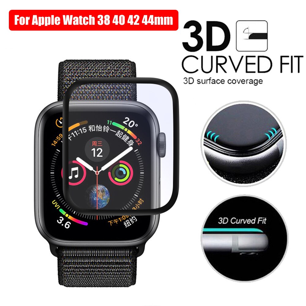 Película de relógio para apple watch, película de relógio de cobertura completa para iwatch series 4 3 2 1 40/44/película protetora para smartwatch de 38/42mm, acessório para relógio inteligente