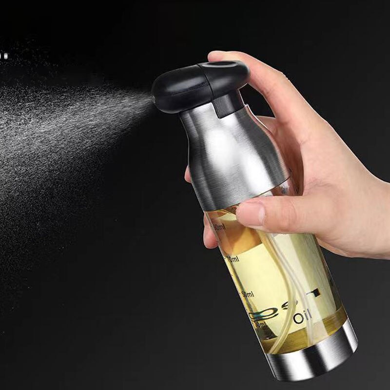 Stainless Steel Olive Oil Sprayer Bottle Double head spray bottle Push-type Nozzle Kitchen Oil Sprayer Bottle Dispenser BBQ Tool