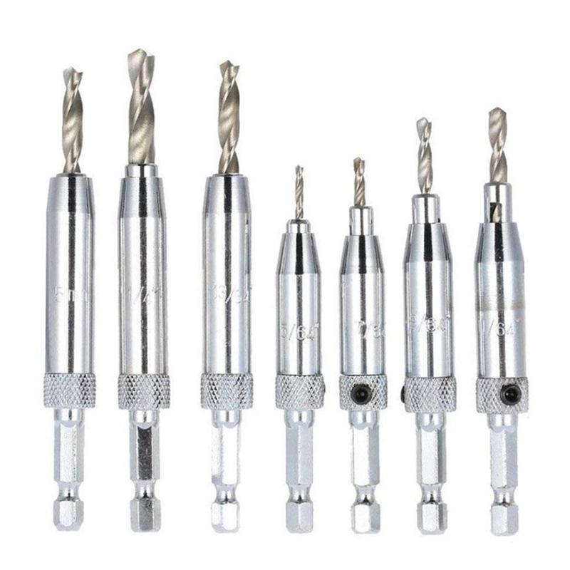 4/7/8pcs hss auto centering hinge drill bits set door cabinet center drill