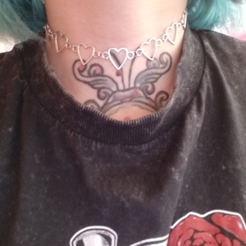 Kettingen voor vrouwen hartvormige ketting prikkeldraad ketting accessoires sleutelbeenketting gothic populaire sieraden: Zilveren ketting