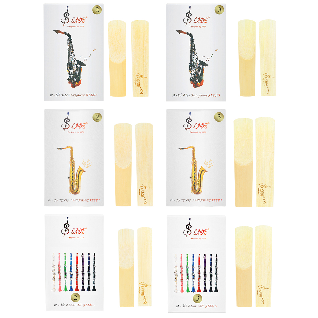 10 stks/set Bb Klarinet Riet Eb Sax Riet 2 en 3 Sterkte Riet voor Klarinet Sopraan Alt Tenor Sax Houtblazers instrument Accessoires