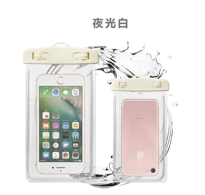 Summer Luminous Waterproof Pouch Swimming Gadget Beach Dry Bag Phone Case Cover Camping Skiing Holder For Cell Phone 3.5-6.5Inch: black