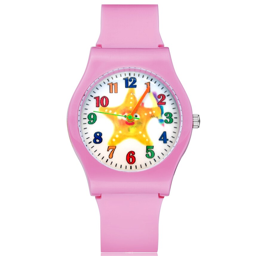 Leuke Zeester Stijl Kinderen Kids Student Meisjes Jongens Quartz Rubber Strap Horloges JO16