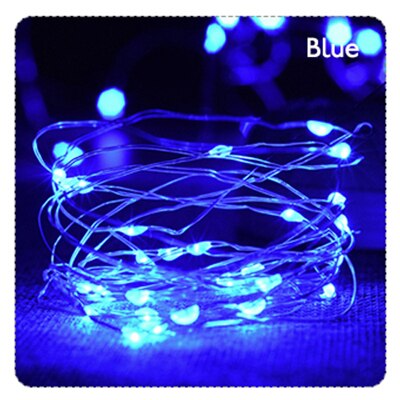 Guirlande lumineuse LED avec fil d&#39;argent, 2/5/10M, pour noël, fête à domicile, mariage, décoration, bouteille, féerique: Blue / 10M 100LEDs