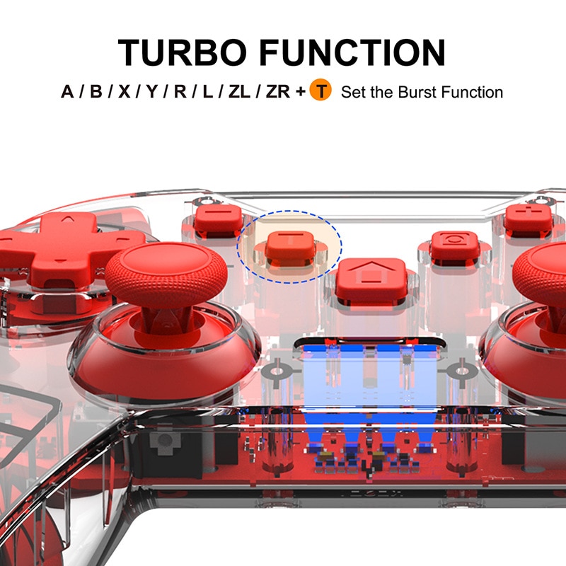 For Switch NS Pro Game Controller Transparent Bluetooth Wireless Gamepads Remote Console Joystick For Switch Lite