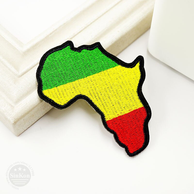 Afrika (Size: 7.0x8.2 cm) DIY Ijzer Op Patch Naaien Op Geborduurde Applique Naaien Kleding Cartoon kledingstuk Kleding Accessoires