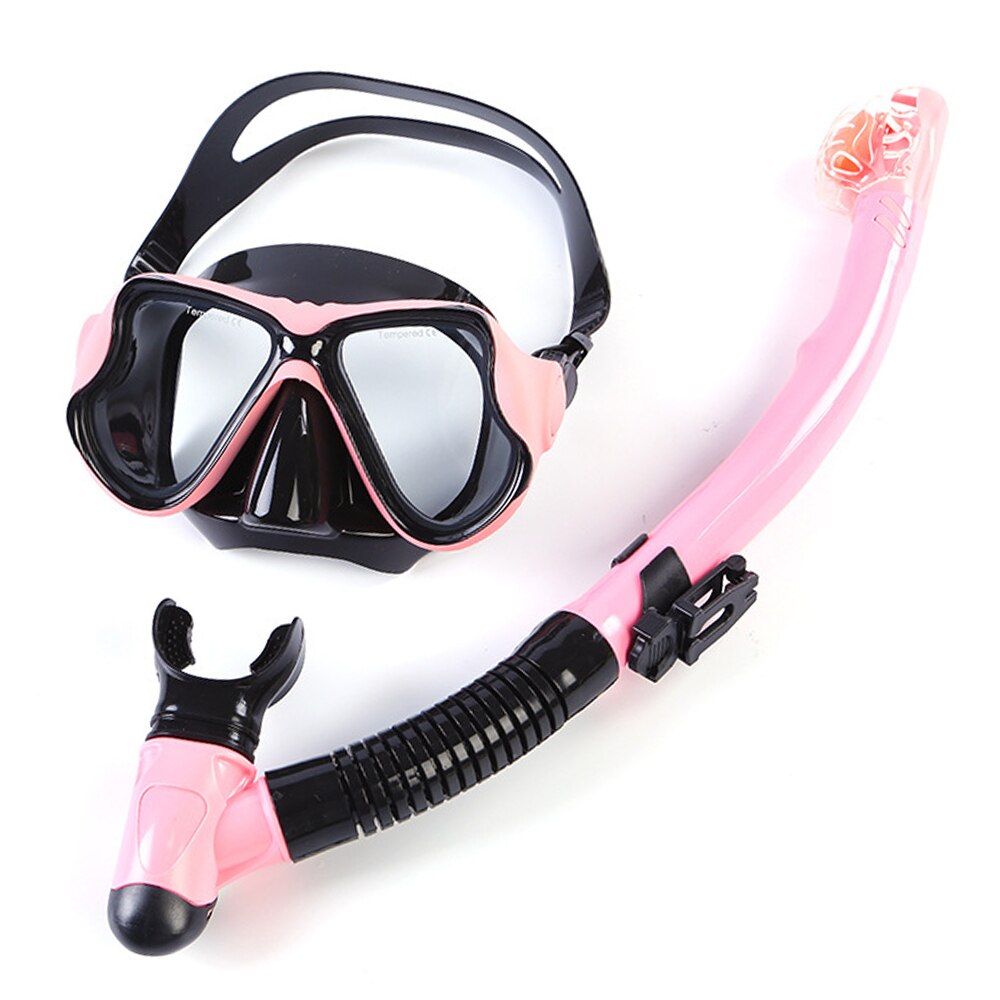 Scuba Diving Mask Snorkel Anti-Fog Goggles Glasse Set Adult Silicone Swimming Fishing Pool Equipment: B set pink