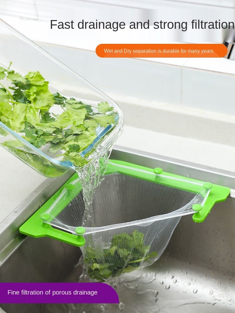 Kitchen Sink Garbage Filter Net Dish Washing Sink Leftovers Disposable Hanging Basket Mesh Inverted Triangle Drain Rack