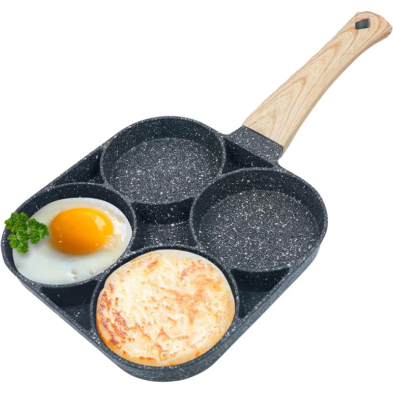 Padella per uova a quattro fori Padella per hamburger per uova per colazione Antiaderente per la casa Nuova padella per uova per bistecche: Default Title
