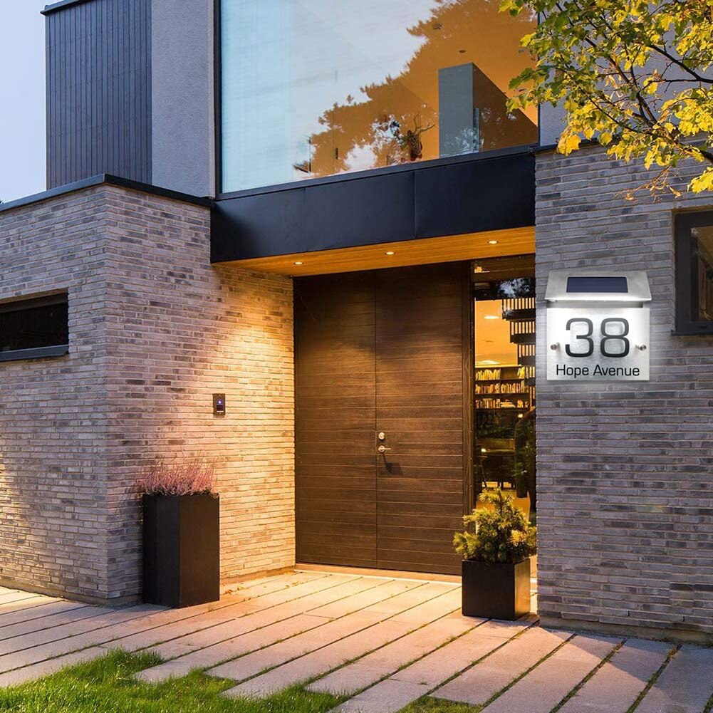 LED Solar House Number Light High Brightness Digital Plate Light Control Home Door Number Warning Sign Doorplate Lamp Plaques