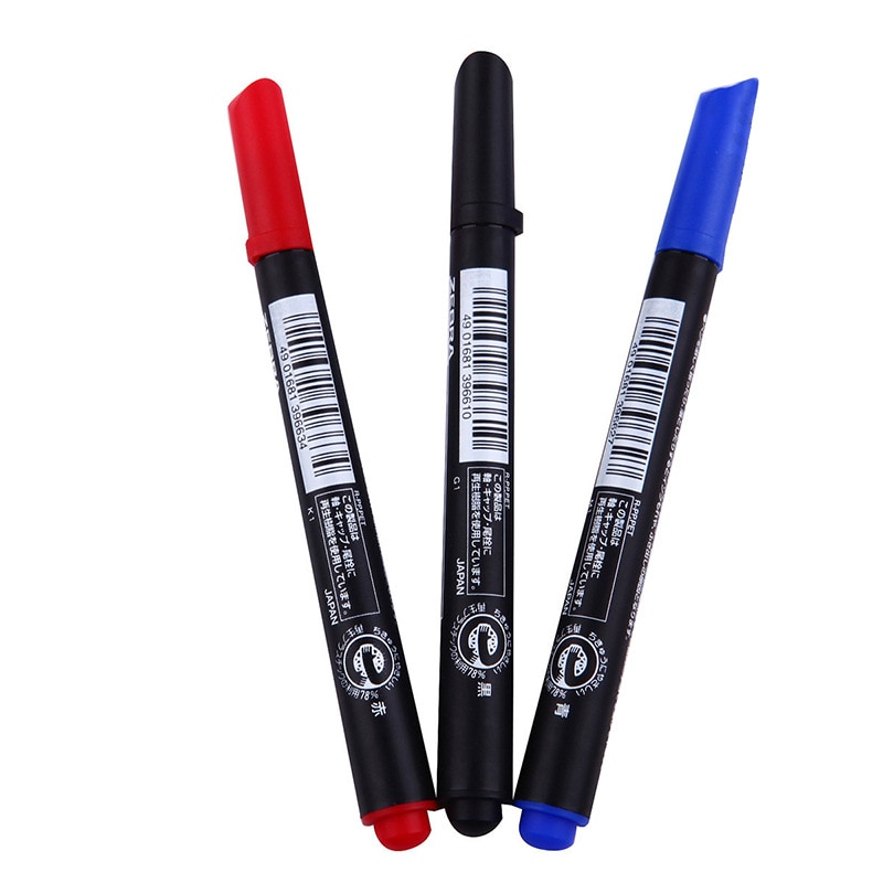 1 stk zebra sletbar lille tusch pen whiteboard skole tør slette markører blå sort rød kontorartikler