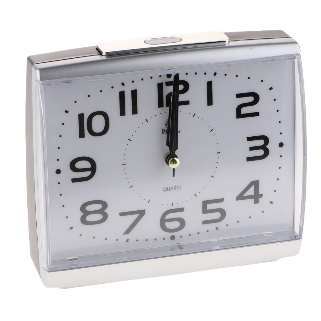 Stille, analoge wekker met nachtlampje, niet-tikkende quartz-functie, werkt op batterijen en heeft een snooze-functie.