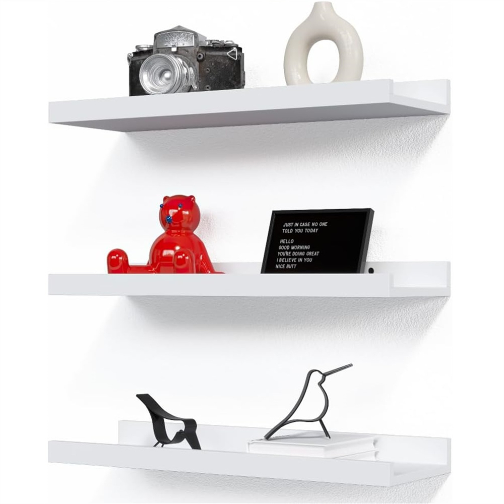 Estantes flotantes montados en la pared, Juego de 3 estantes de madera rústica con de repisa para dormitorio, sala de estar, cocina, estante de almacenamiento de pared