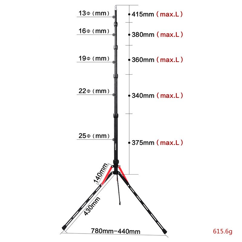 Fosoto FT-190B Rood Led Licht Statief Stand Tas 2.22m Softbox Voor Fotostudio Fotografische Verlichting Flash Paraplu Reflector