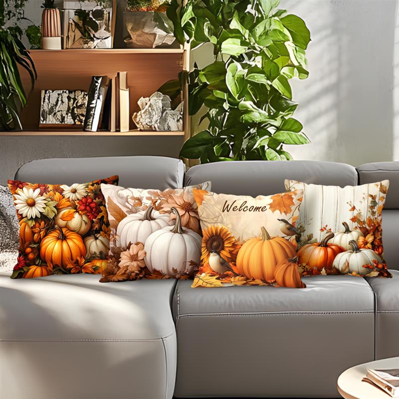 Herfst Pompoen Kussens Kussensloop Gedrukt Polyester 45x45cm Sierkussen Cover Decoratieve Sofa Kussen Kussensloop Home Decor