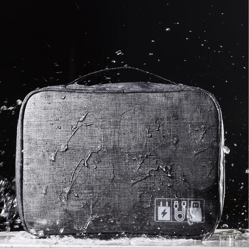 Bolsa de viagem portátil para aparelhos usb, bolsa para cosméticos e armazenamento de linha com carregador usb