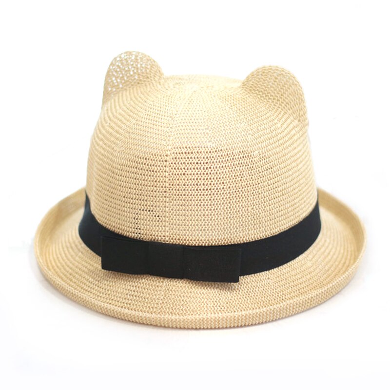 Sommar söt dam hatt med öra vanlig pappersfiber enkel solhatt flicka hatt hink mössa tecknad hatt andas kvinnor: 3
