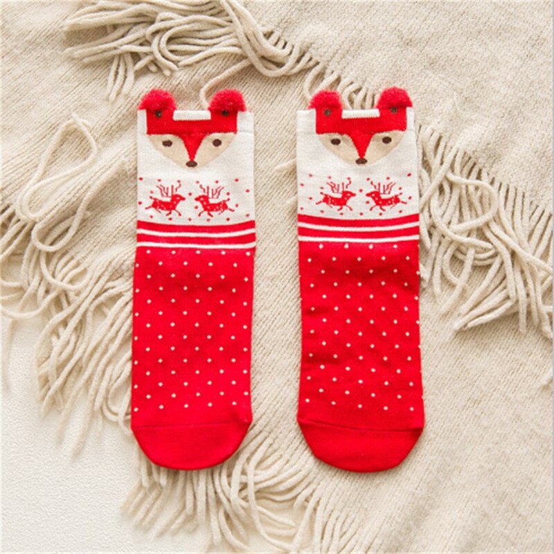 Chaussettes de noël, 1 paire, pour enfants, filles et garçons, chaussettes de noël, automne, éponge rayée, flocon de neige, élan, ours noël: 3