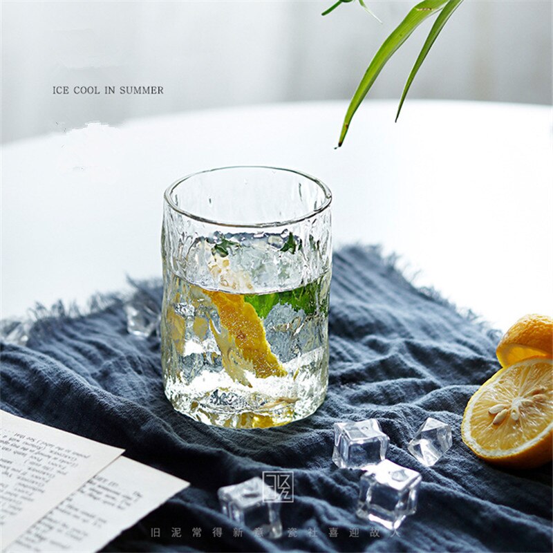 Nordisk stil högt borosilikatglas japanskt värmebeständigt glasbarkmönstermugg ölglas juicekopp whiskyglas 3 st/lot