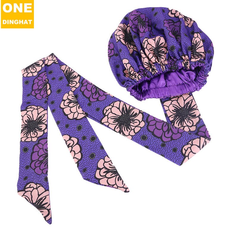 Grand couvre-chef africain Ankara en Satin pour femmes noires, couvre-chef de soins infirmiers, prêt à porter, chimio: H