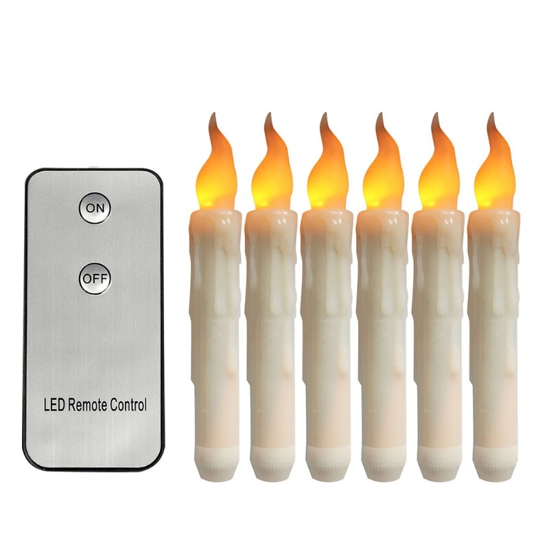 6 Pcs Long Simulation Candle Flame Shape Light Outdoor Garden Decor Lantern LEDs 77HD