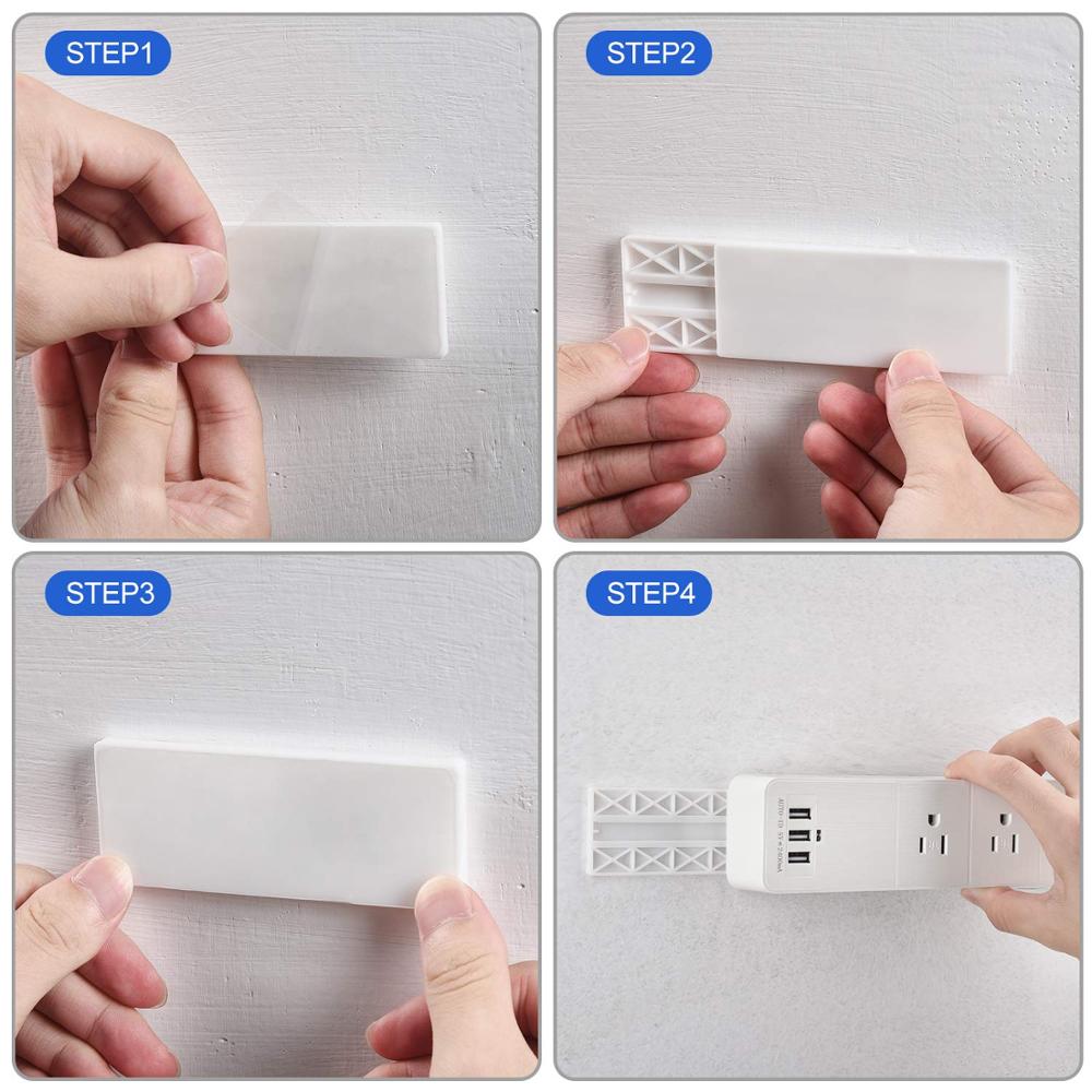 Support autocollant de prise de courant sans couture, sans perforation, fixation murale, supports de barre d&#39;alimentation, rangement pour prises, support d&#39;étagère