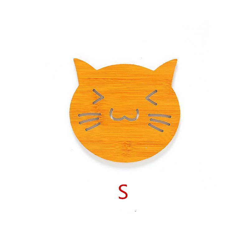 1pc coaster pinwheel stort fiskben tålig katt härligt tecknat köksbord som skyddar träkopp: Liten katt