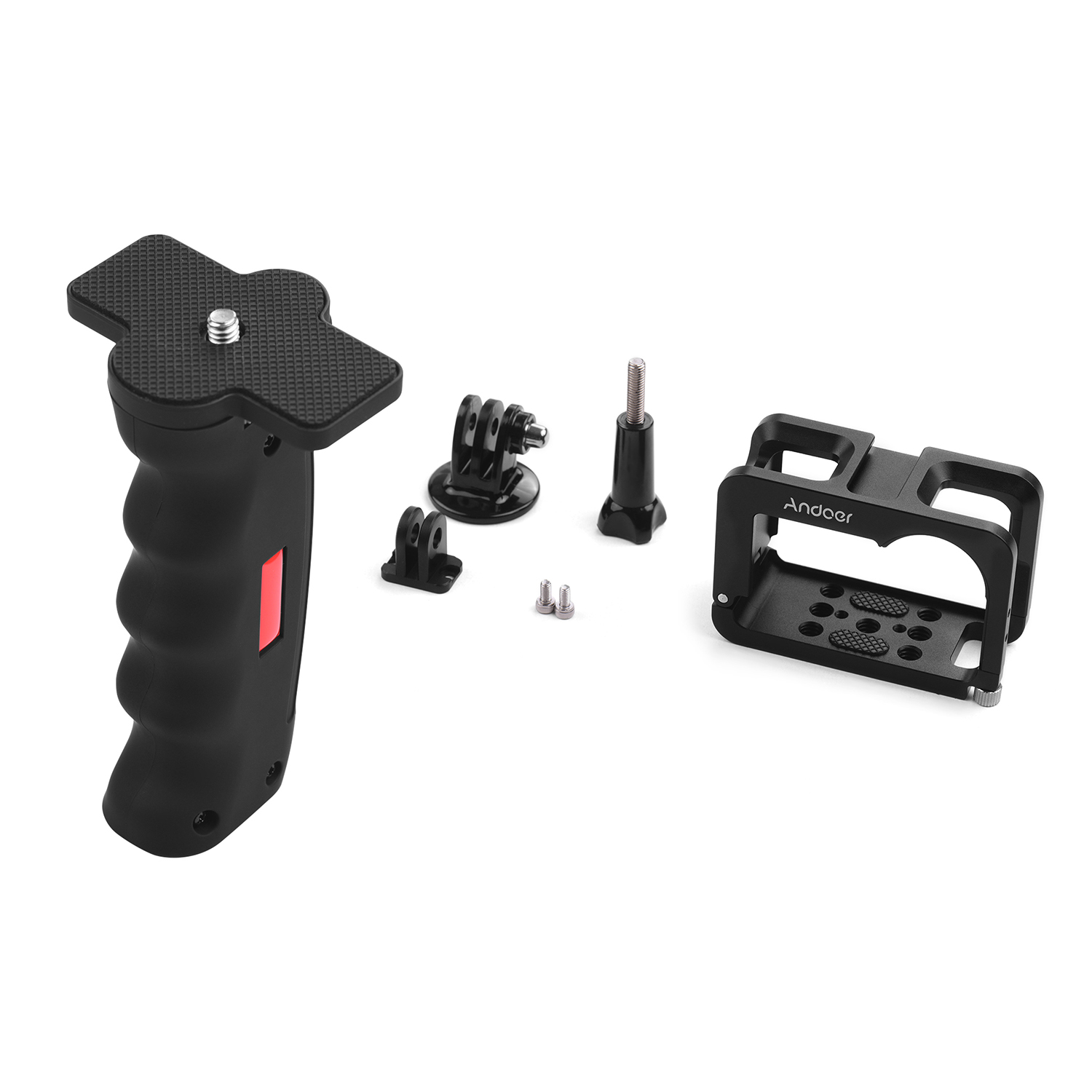 Andoer Metalen Camera Kooi Compatibel met voor OSMO ACTION Vlogging Schieten Case met Koud Shoe Mount 1/4 Schroef Interfaces