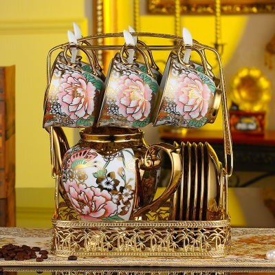 Lage prijs Golden plated Europese Stijl cups VERGULDEN Coaster Demitasse thee cup Keramische Kopje Koffie en schotel Porselein