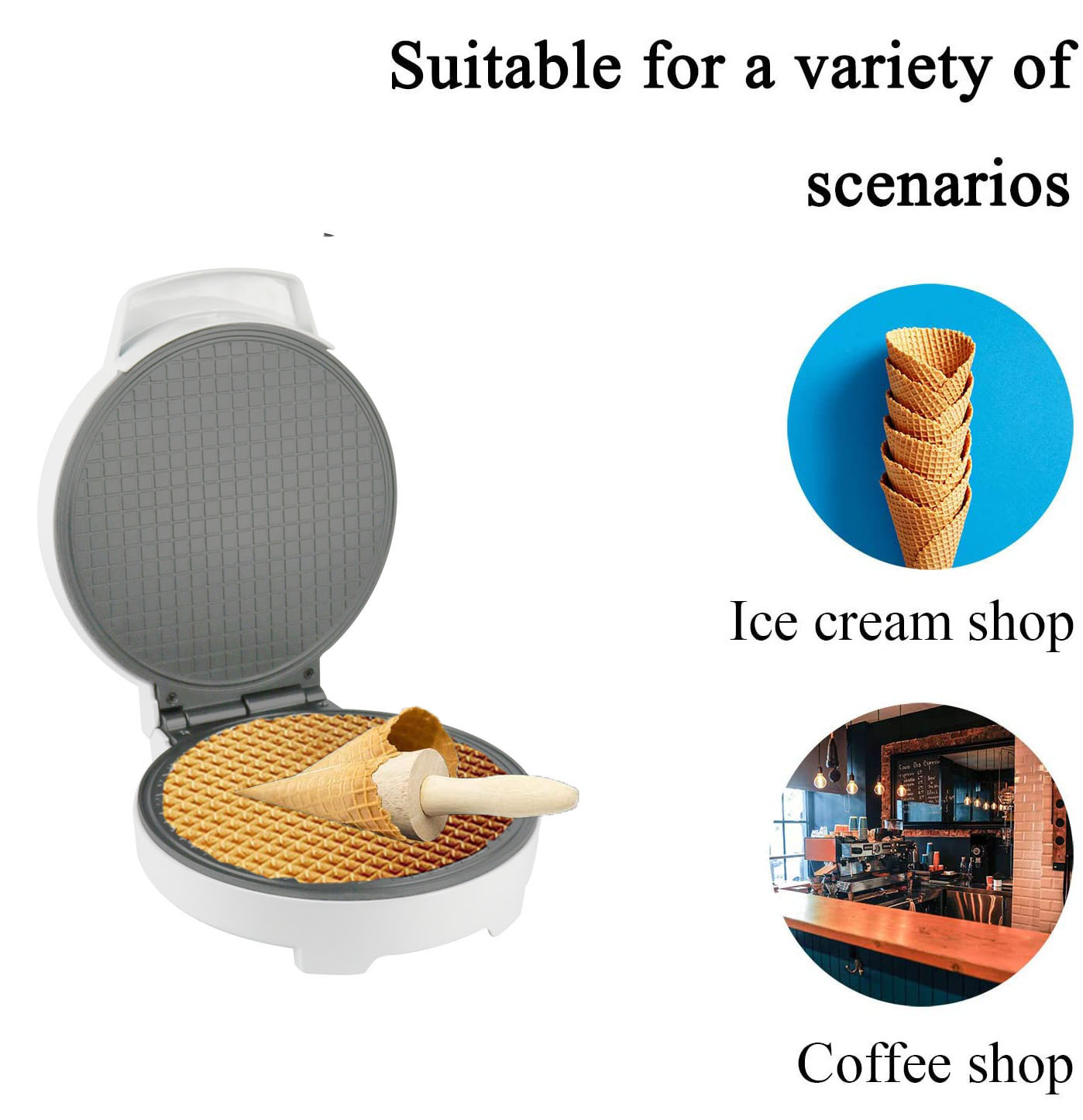 Gaufrier électrique 220V, appareil à rouler, poêle à gaufres, cône de crème glacée pour la maison, petit déjeuner, cuisine