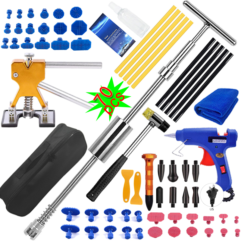 Kit de herramientas de reparación de abolladuras de coche, hoja de carrocería de coche, eliminación de golpes sin pintura, Kit de extractor de martillo inverso, herramientas manuales completas, piezas de automóvil