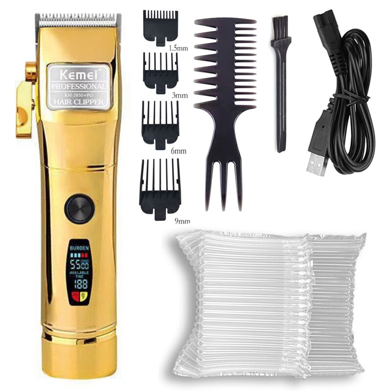 Professionele Tondeuse Lcd Oplaadbare Cordless Tondeuse Mannen Fading Mengen Elektrische Kapsel Machine Taper Hendel: yellow with bubble