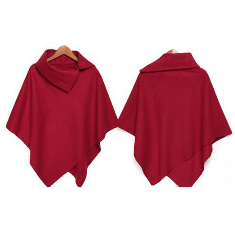 LERFEY automne Wimnter femmes surdimensionné Cape châle chauve-souris irrégulière hauts Poncho châle Cape chandails Blusas Femininas M-XL: red / XXL