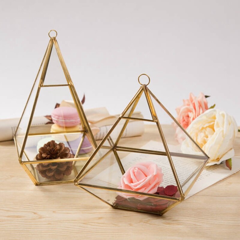 Nordique polyèdre verre géométrique Terrarium bonsaï succulente fougère mousse fleur géométrie diamant verre fleur chambre décoration de la maison