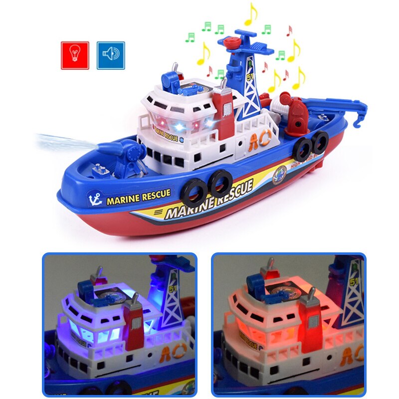 Rc Boten Afstandsbediening Speelgoed Hoge Snelheid Muziek Licht Elektrische Marine Rescue Brandbestrijding Boot Non-Afstandsbediening Speelgoed kids Xmas