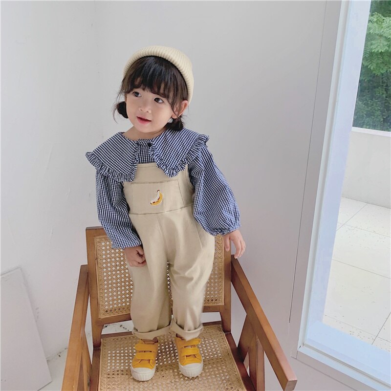 Herfst babymeisjes shirts schattige lange mouwen strepen print shirts kindertopjes shirts casual meisjes katoenen blouse 2-8y: Blauw / 1-2y