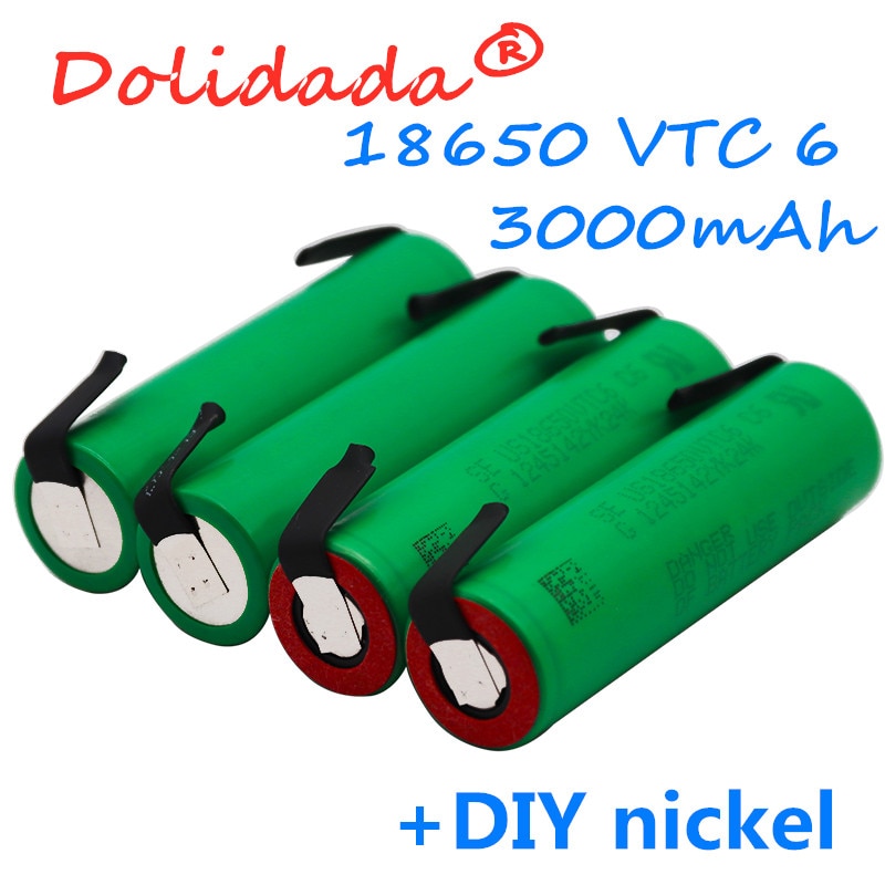 Dolidada 18650 Batterij 3.7 V 3000 Mah Li-Ion Oplaadbare Batterij Voor Sony Us18650 Vtc6 Batterij 3.7 V 30A 3000mah + Diy Nikkel