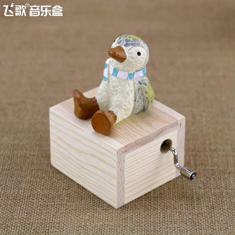 Décoration de la maison enfants | Mini-Animal singe pingouin, chat, chien ours, actionné à la main, boîtes à musique: Bleu