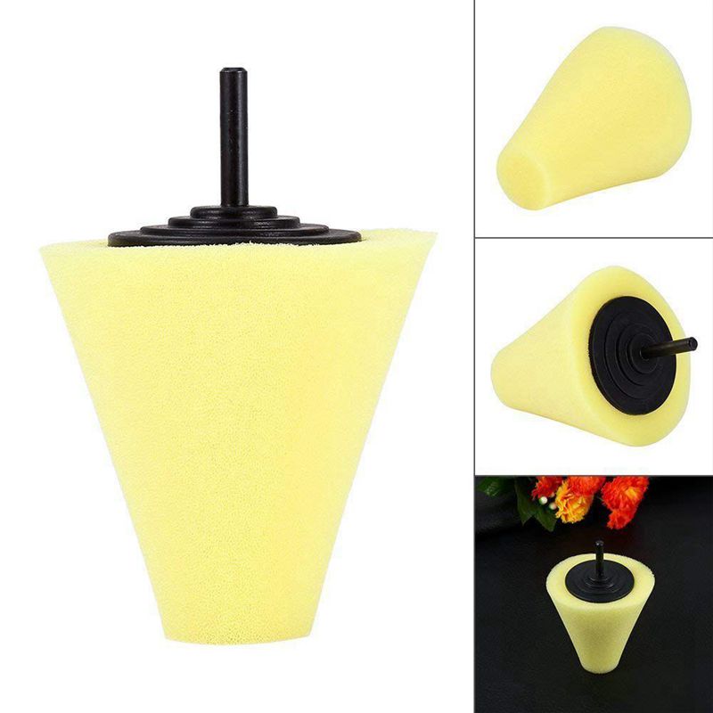 3Pcs 1/4 inch /6mm Shank Sponge Cone Metal Polishing Foam Pad Wool Buffing Polishing Ball for Automotive Car Wheels Care,For Met