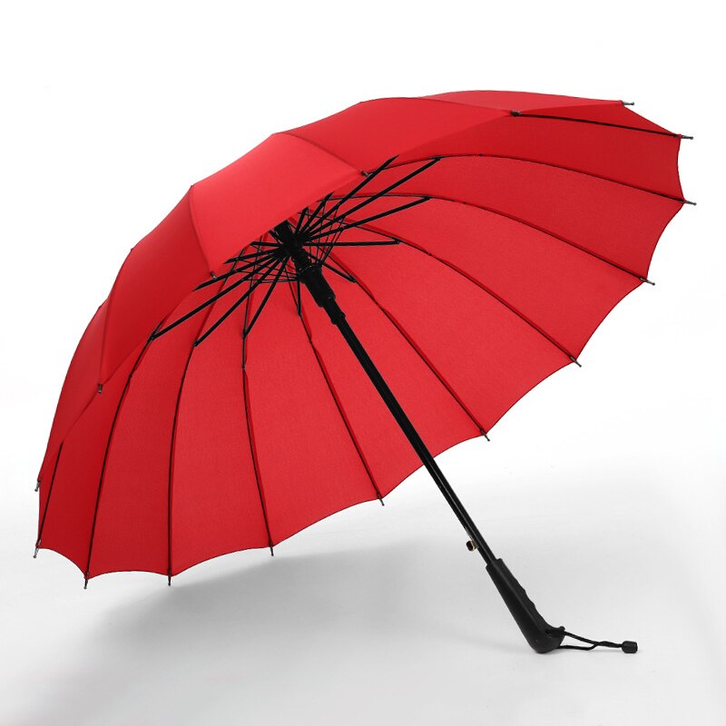 Paraguas impermeable de 16K para hombre y mujer, paraguas de arco iris largo, resistente al viento, para Golf, gran sombrilla: Red