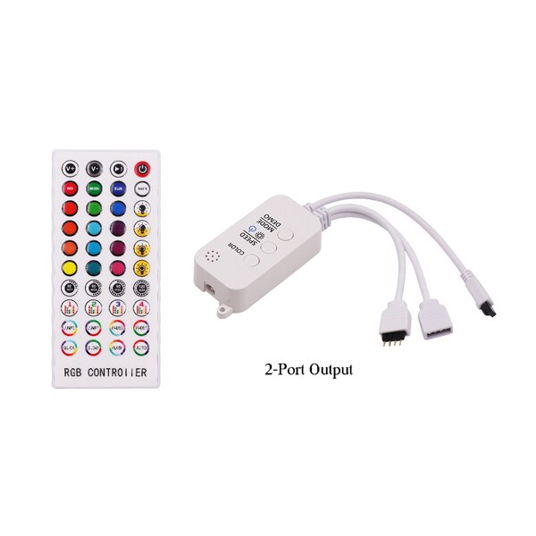 Bluetooth LED Controller Wireless APP Remote 40 Keys 6A Smart Connection Switch 3CH X 2A Dimmer for RGB LED Strip Lights 12-24V: 2-Port Output