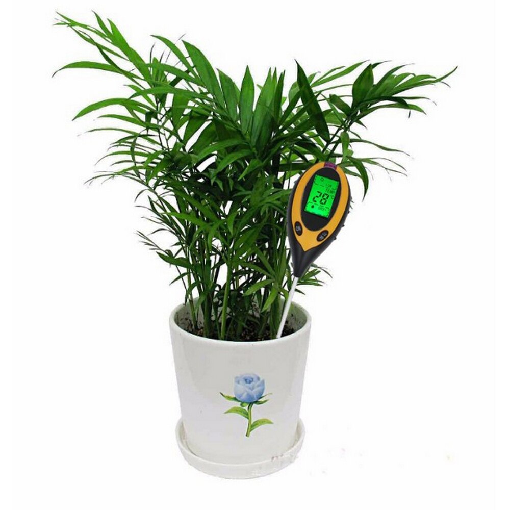 4-in-1 Soil Test Meter Electronic Nalyzer Soil Tester PH Digital Display Temperature and Humidity Meter for Plants Garden Farm
