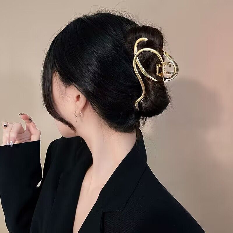 Pinzas para el pelo con lazo geométrico para mujer, horquillas de Metal grandes, pasadores, accesorios para el cabello, Vintage Simple, ,: Rosa