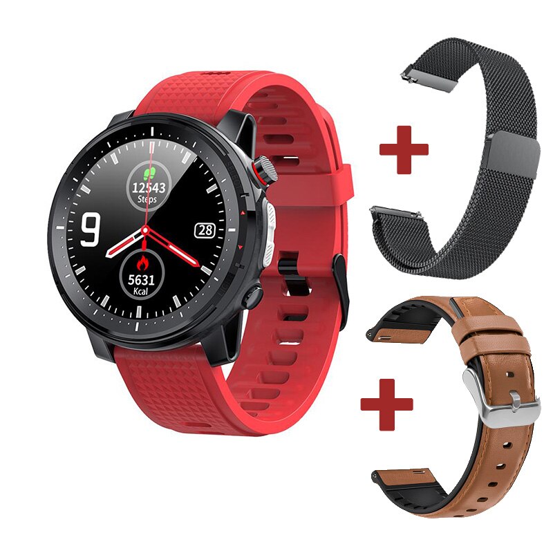 696 l15 360 x 360 pixels smart watch herre pulsmåler armbånd blodtryk vandtæt sport smartwatch armbånd: Rd sil bw lea bk ste