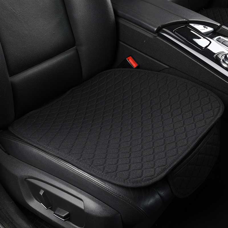 Linen Car Seat Cover Comfortable Front Auto Seat Cushion Non-slip Breathable Protector Mat Pad Four Season Interior Accessories: 1 Front Black