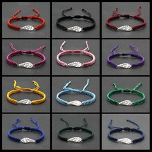 Bransoleta ze stali nierdzewnej Angel Wing Charm bransoletka ręcznie pleciona regulowana Lucky czerwona linka bransoletki dla kobiet mężczyzn biżuteria przyjaźni