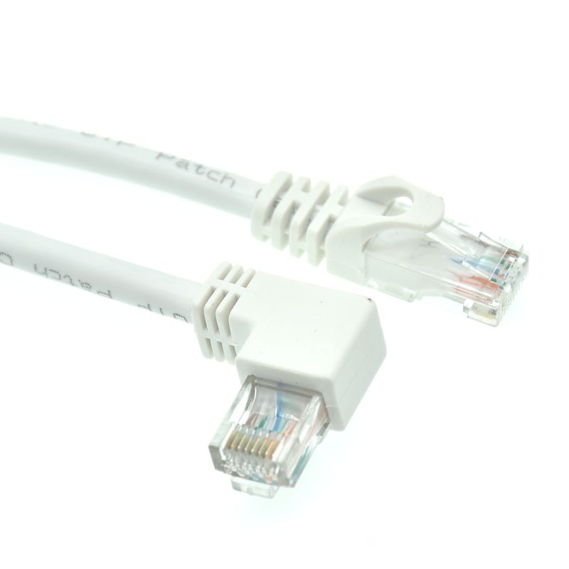 White Cat 6e RJ45 cable CAT6 8pin UTP Side Angled L Shape RJ45 Patch Cord Shape Ethernet Cable 6e Lan Short Cable Gigabit CAT6
