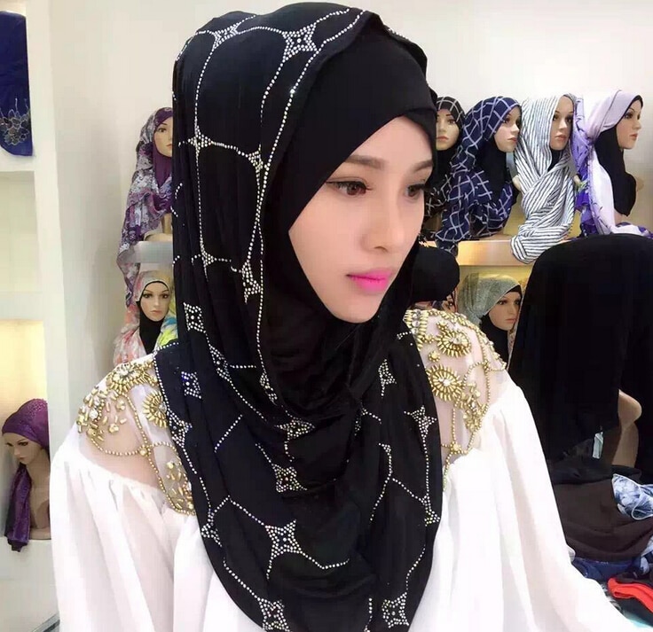 Muslim Scarf Middle East Austria drill Sets of head Female summer Scarf Hui Ethnic style Hijab #8139R0