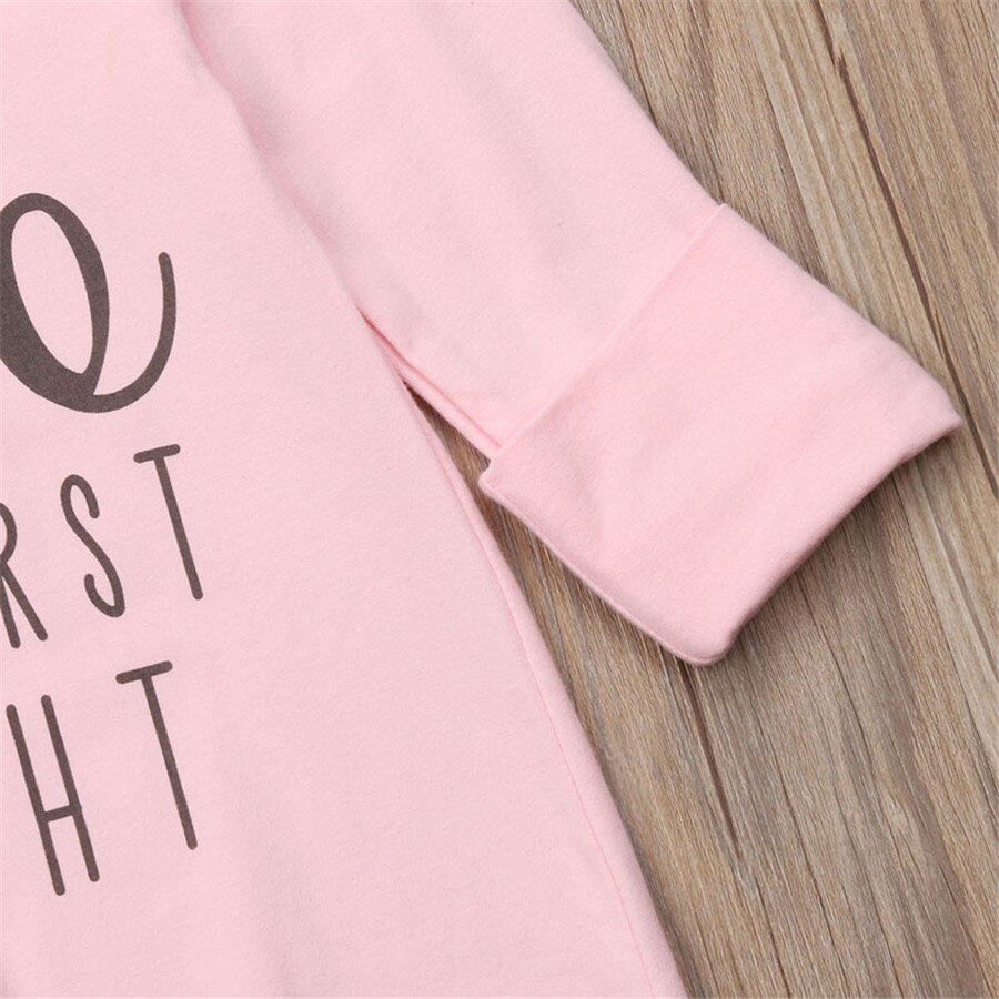 Nyfødt baby baby pige brev bomuld kortærmet sove kjole indpakning pyjamas kommer hjem tøj lyserød